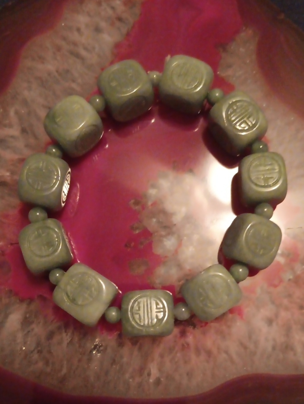 Natural Olmec Jadeite 300.00 ctw Beaded Stretch Bracelet